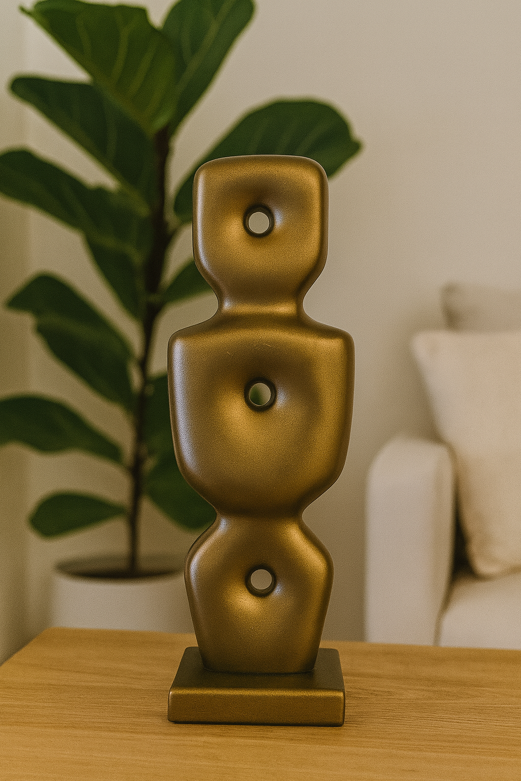 Göbeklitepe Biblo Bronz Renk – 38x13 cm Sanatsal Dekor Biblo