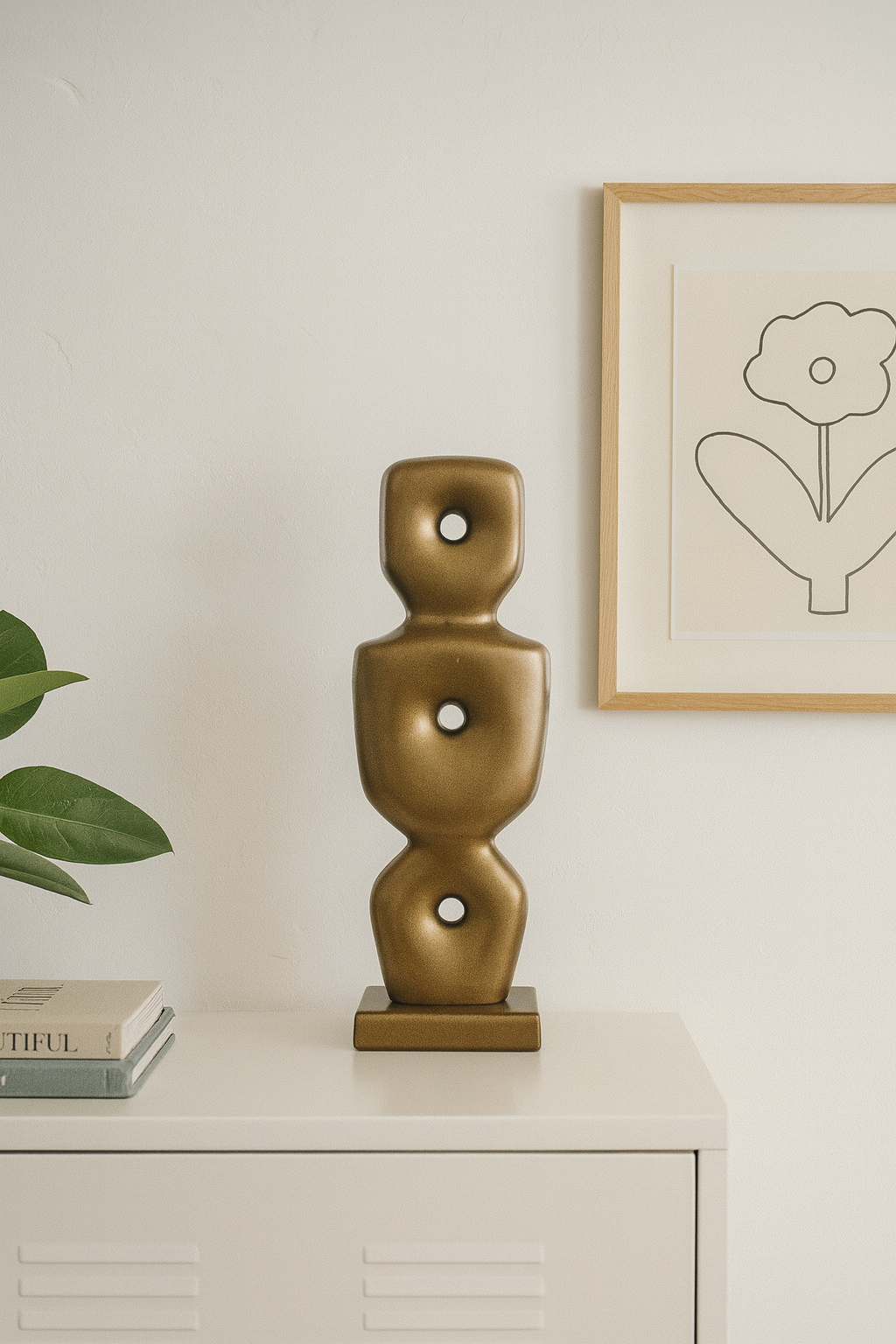 Göbeklitepe Biblo Bronz Renk – 38x13 cm Sanatsal Dekor Biblo