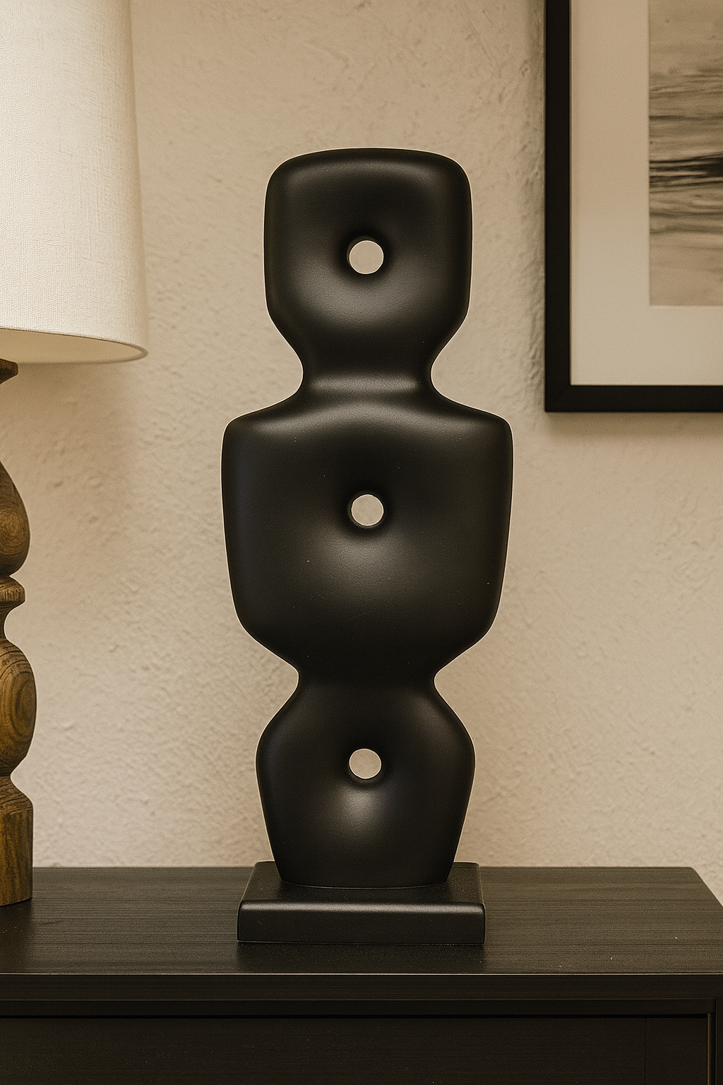 Göbeklitepe Biblo Siyah Renk – 38x13 cm Modern Sanat Objeleri