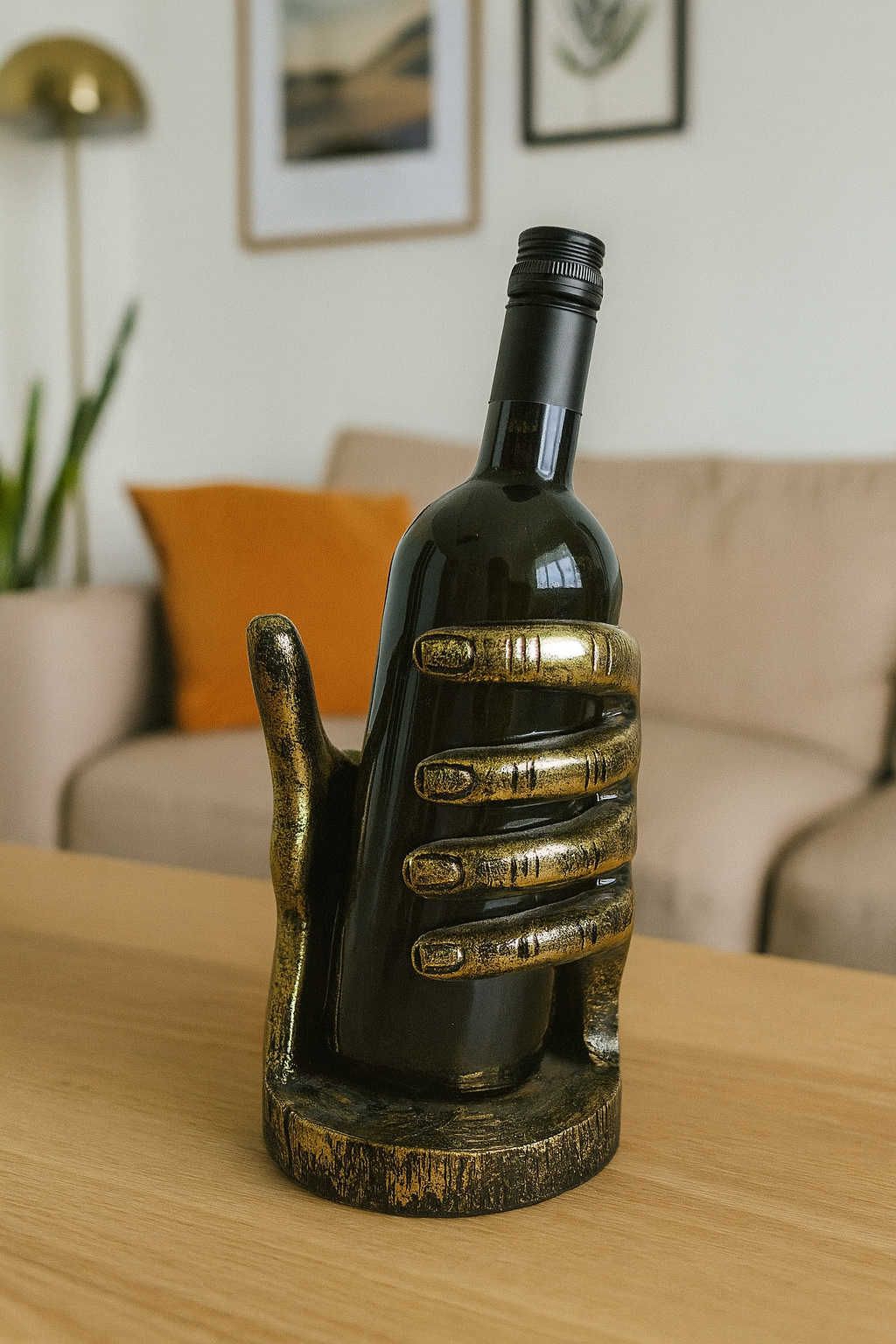 El Dekoratif Şişelik 14x20 cm – Polyester Şişe Tutucu Eskitme Siyah Renk