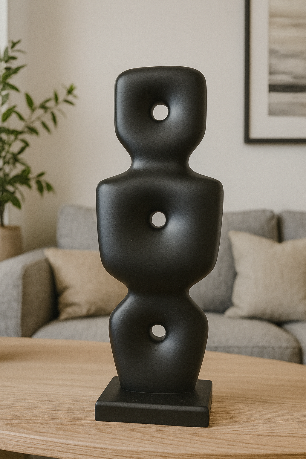 Göbeklitepe Biblo Siyah Renk – 38x13 cm Modern Sanat Objeleri