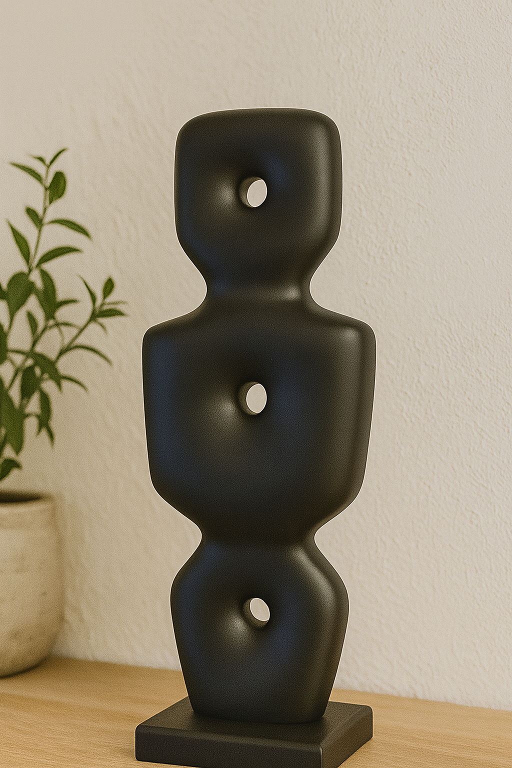 Göbeklitepe Biblo Siyah Renk – 38x13 cm Modern Sanat Objeleri