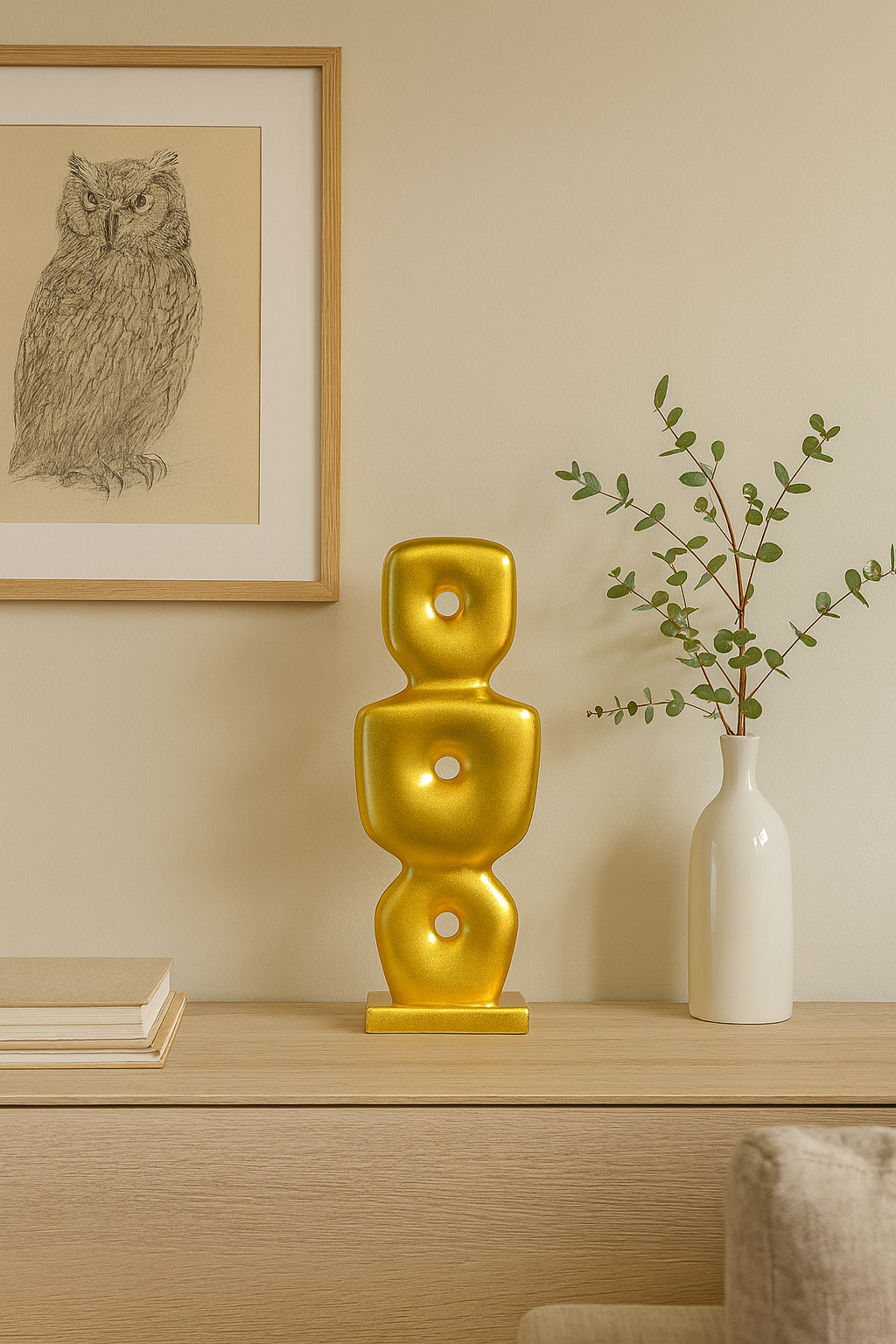 Göbeklitepe Biblo Altın Renk – 38x13 cm Modern Dekoratif Heykel