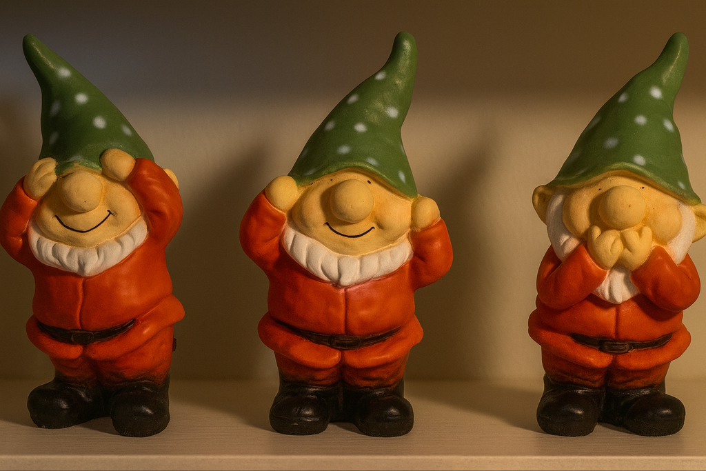 Üçlü GBD Cüce Biblo Kırmızı – Dekoratif Sevimli Figür Seti (40x20 cm)