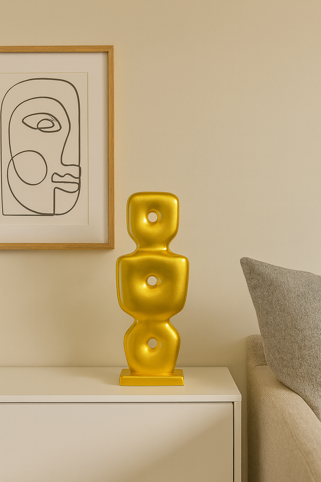 Göbeklitepe Biblo Altın Renk – 38x13 cm Modern Dekoratif Heykel