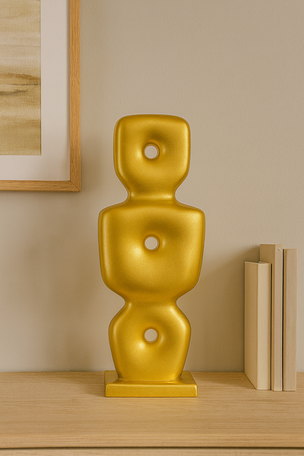 Göbeklitepe Biblo Altın Renk – 38x13 cm Modern Dekoratif Heykel