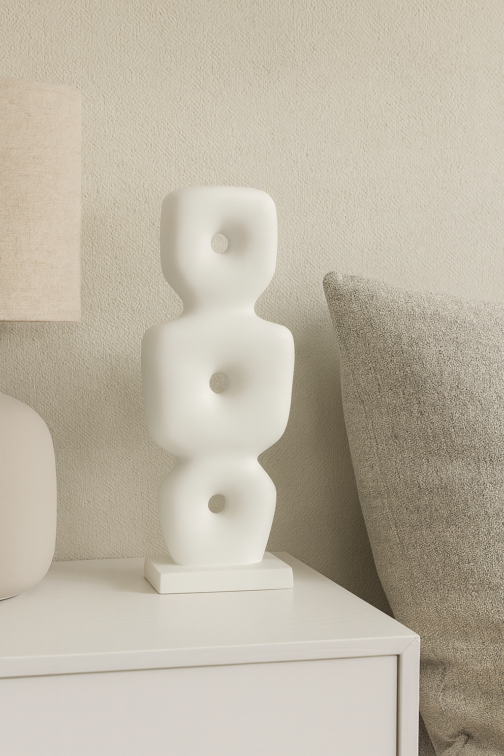 Göbeklitepe Biblo Beyaz Renk – 38x13 cm Minimal Dekoratif Heykel