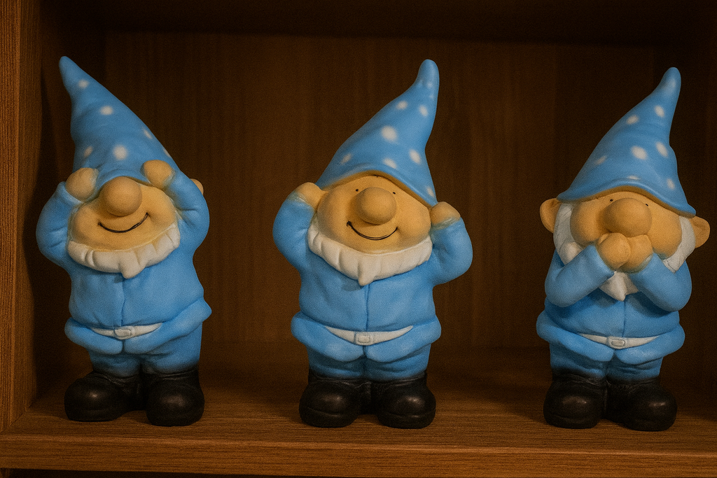 Üçlü GBD Cüce Biblo Mavi – Dekoratif Sevimli Figür Seti (40x20 cm)