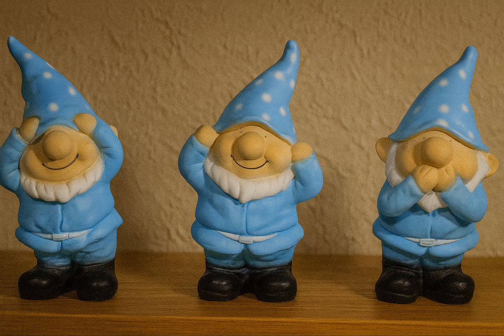 Üçlü GBD Cüce Biblo Mavi – Dekoratif Sevimli Figür Seti (40x20 cm)