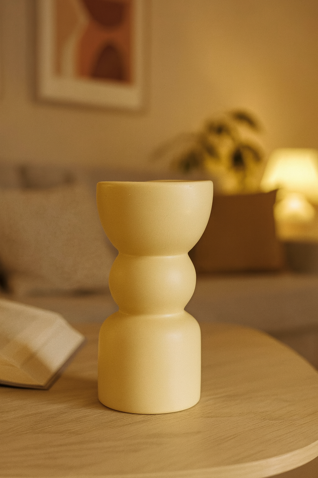 Seramik Triple Vazo 23x10 cm Modern Dekoratif Aksesuar