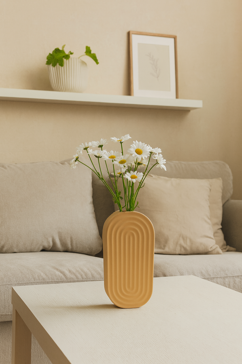 Seramik Gökküşağı Vazo Bej 29x14,5 cm