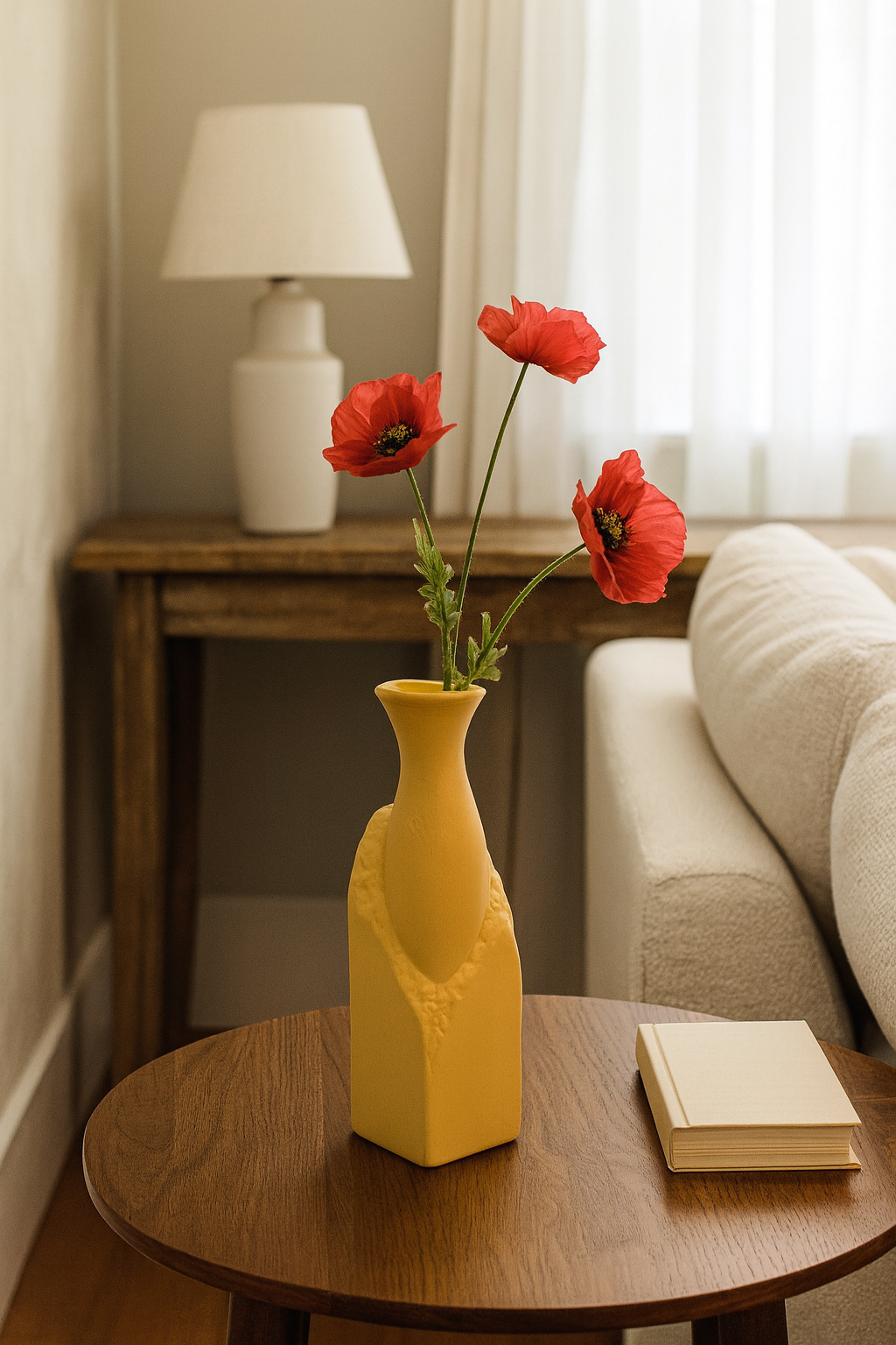 Seramik Büyük Begonvil Vazo 33×9 cm – Bej