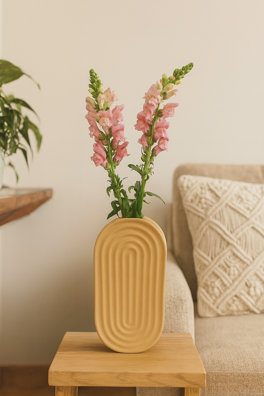 Seramik Gökküşağı Vazo Bej 29x14,5 cm