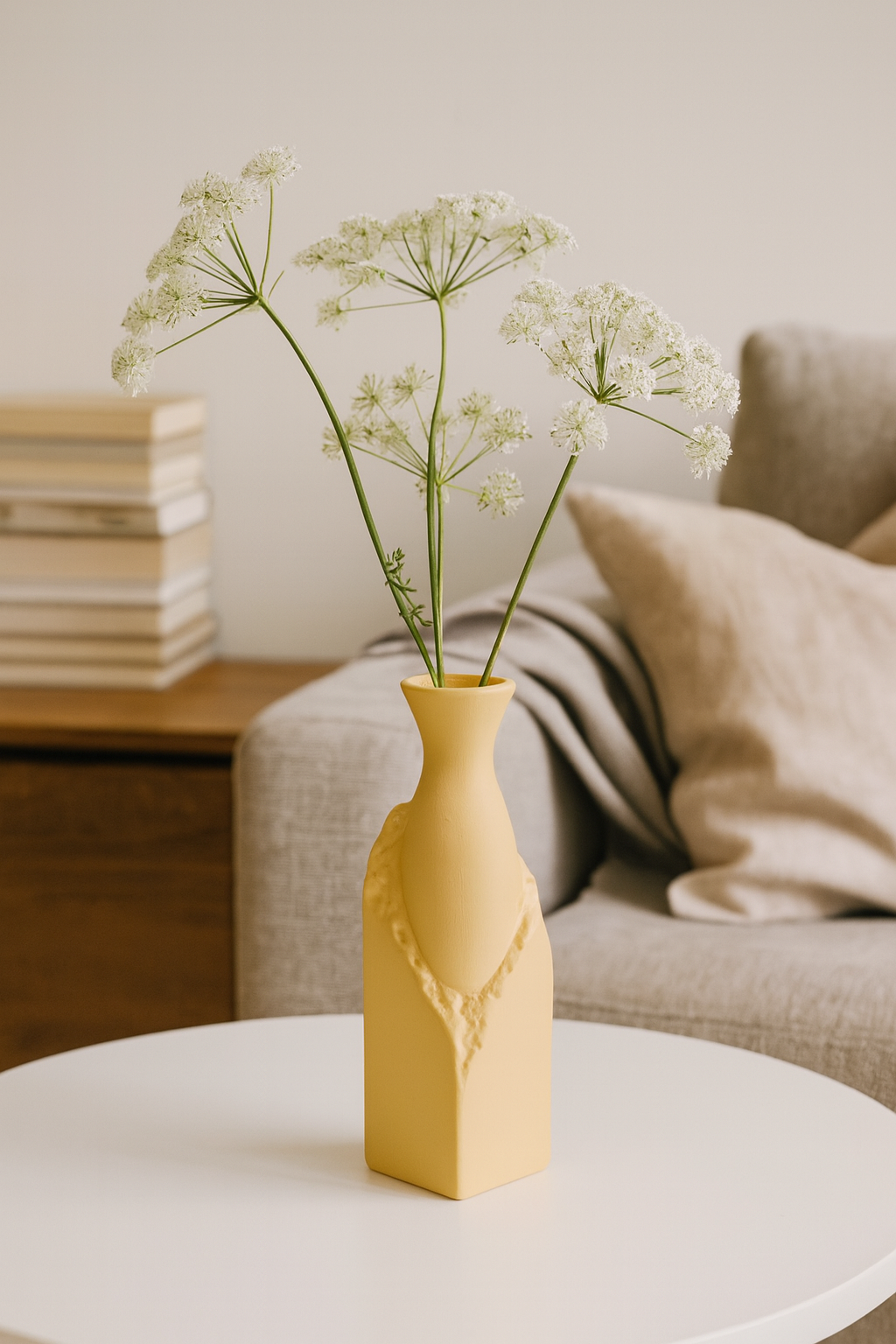 Seramik Büyük Begonvil Vazo 33×9 cm – Bej