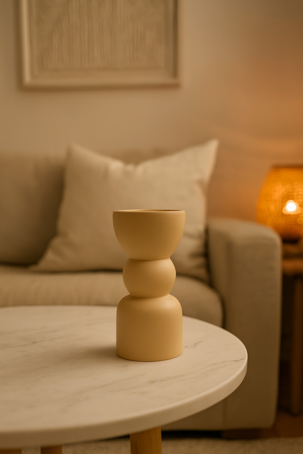 Seramik Triple Vazo 23x10 cm Modern Dekoratif Aksesuar