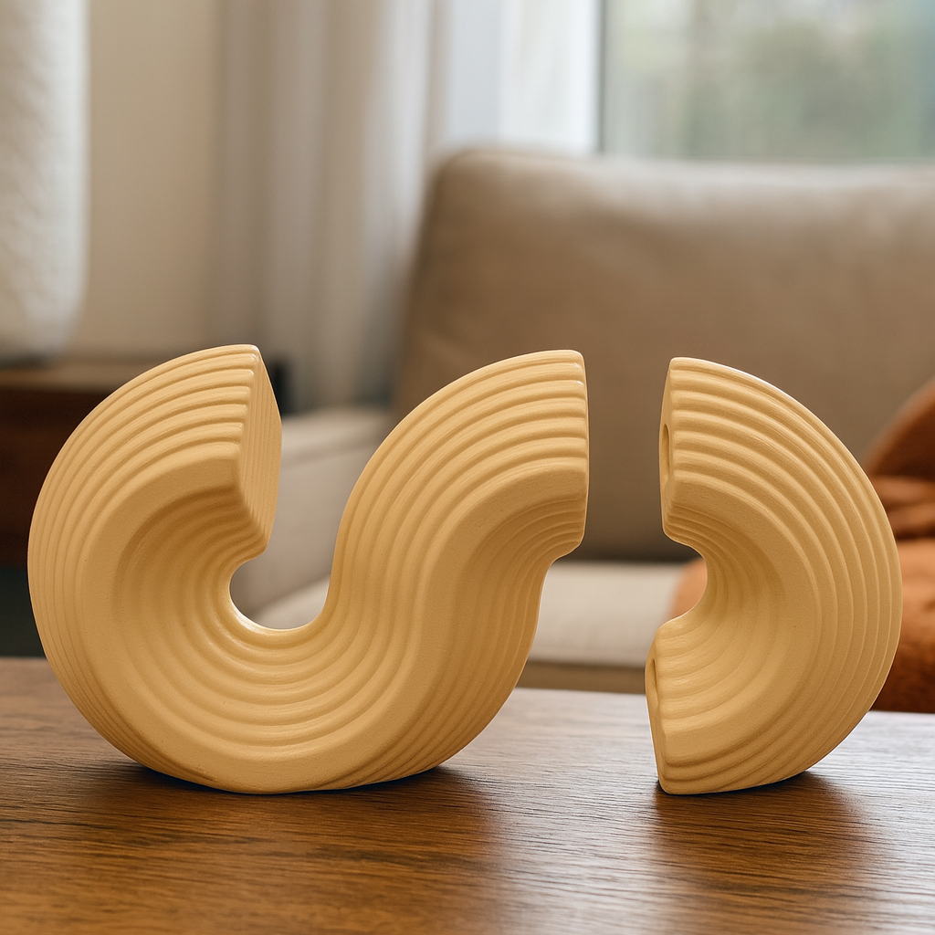 Seramik Kitaplık Biblo Bej 26x14 cm Modern Dekoratif Obje