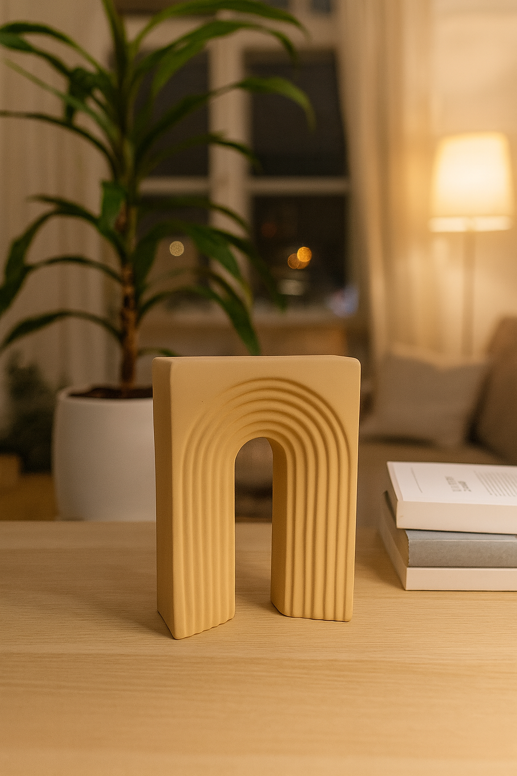 Seramik Kale Biblo Bej 22,5x15 cm Modern Dekoratif Obje