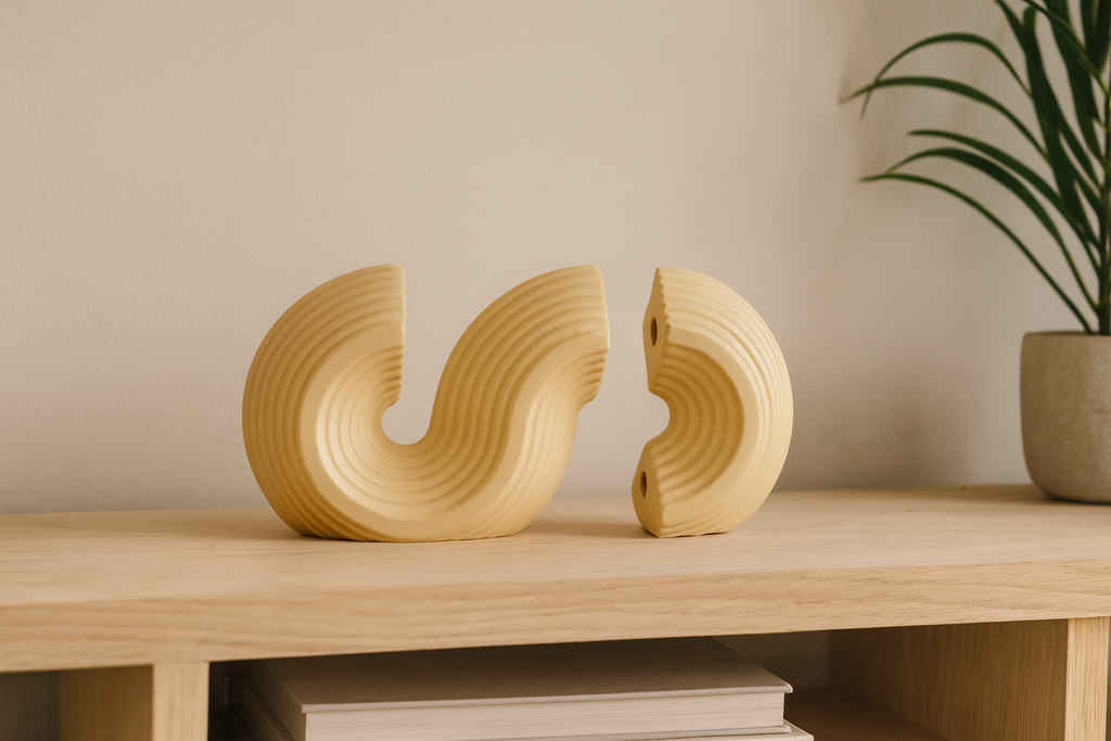 Seramik Kitaplık Biblo Bej 26x14 cm Modern Dekoratif Obje