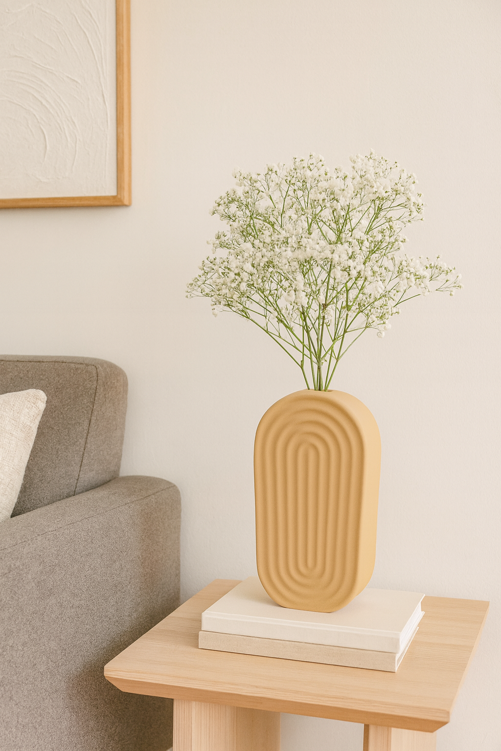 Seramik Gökküşağı Vazo Bej 29x14,5 cm