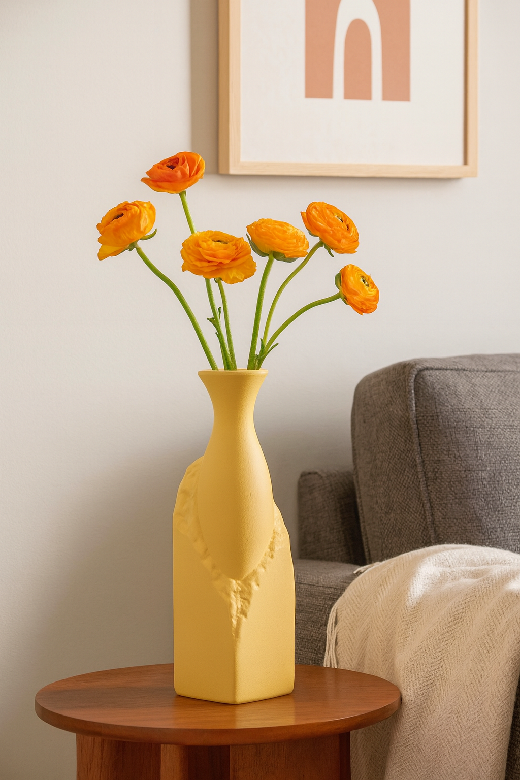 Seramik Büyük Begonvil Vazo 33×9 cm – Bej