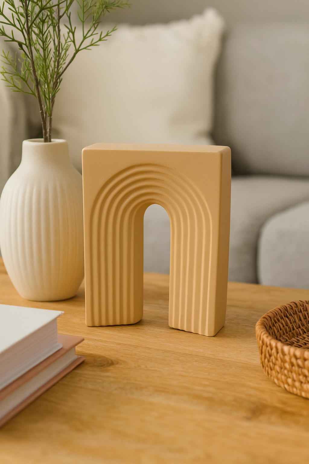 Seramik Kale Biblo Bej 22,5x15 cm Modern Dekoratif Obje