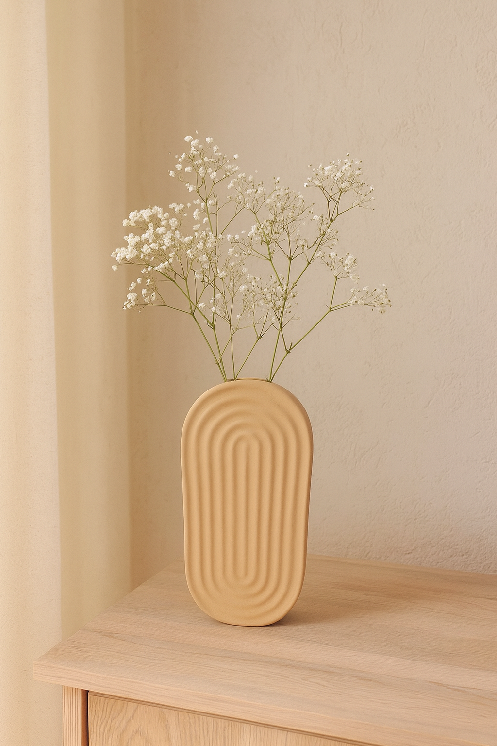 Seramik Gökküşağı Vazo Bej 29x14,5 cm