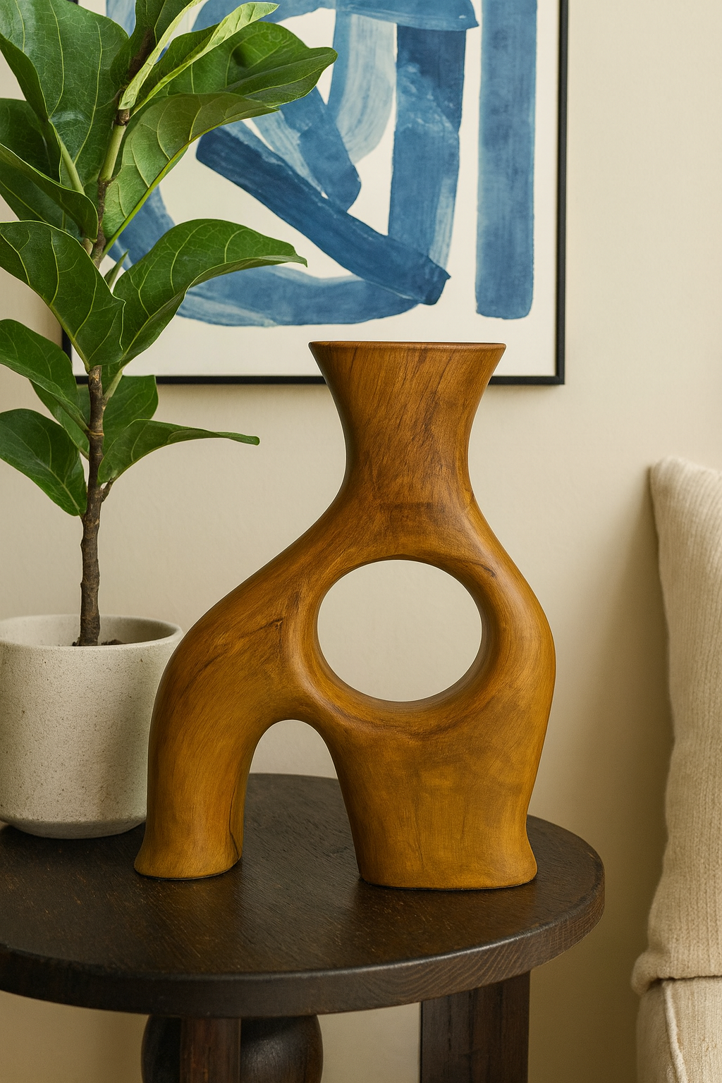 Seramik Falk Dekoratif Vazo Kahverengi - 28,5x20 cm – Modern Ev Dekoru