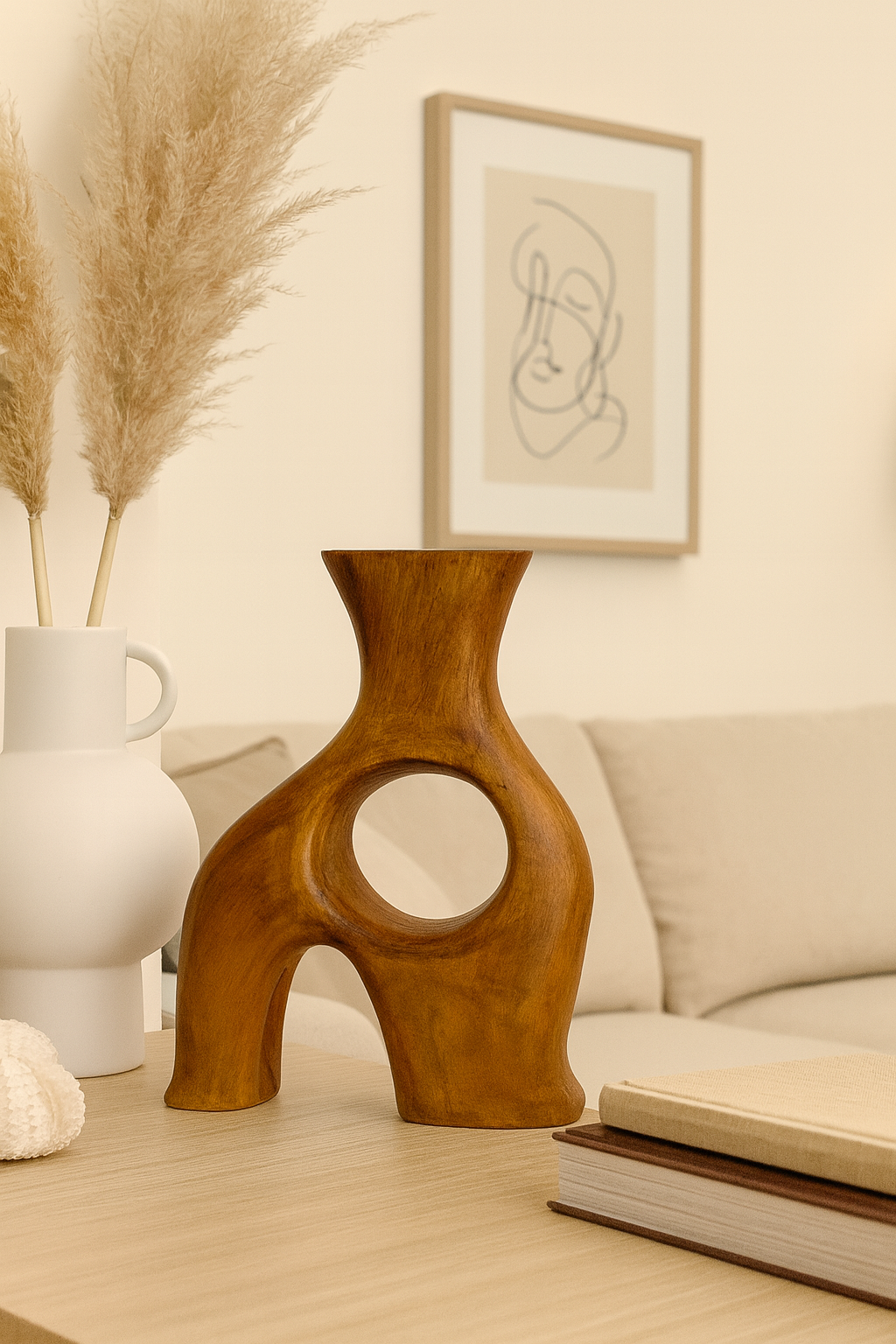 Seramik Falk Dekoratif Vazo Kahverengi - 28,5x20 cm – Modern Ev Dekoru