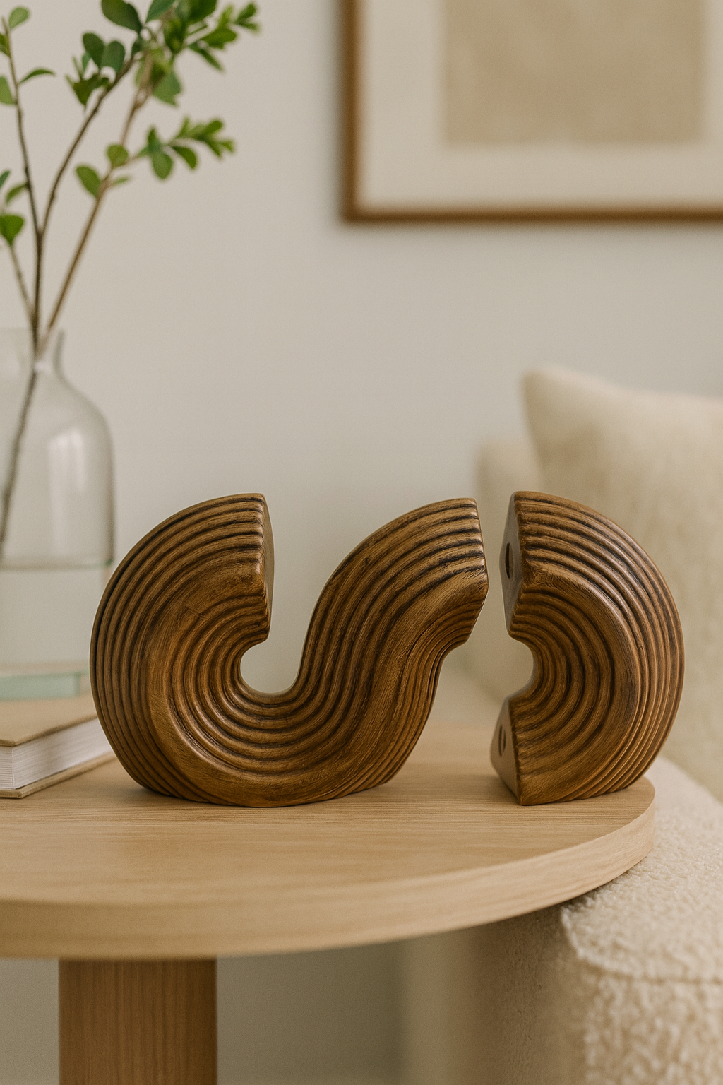 Seramik Kitaplık Biblo Kahverengi 26x14 cm Rustik Dekoratif Obje