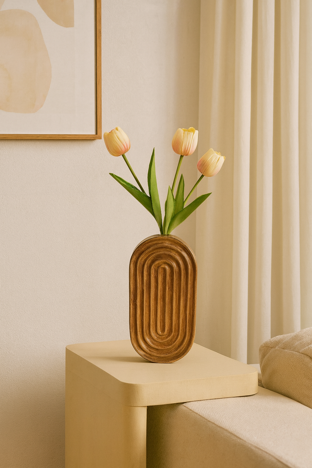 Seramik Gökküşağı Vazo Kahverengi 29x14,5 cm