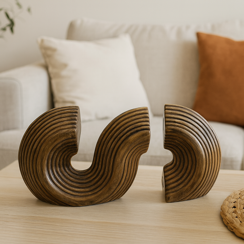 Seramik Kitaplık Biblo Kahverengi 26x14 cm Rustik Dekoratif Obje