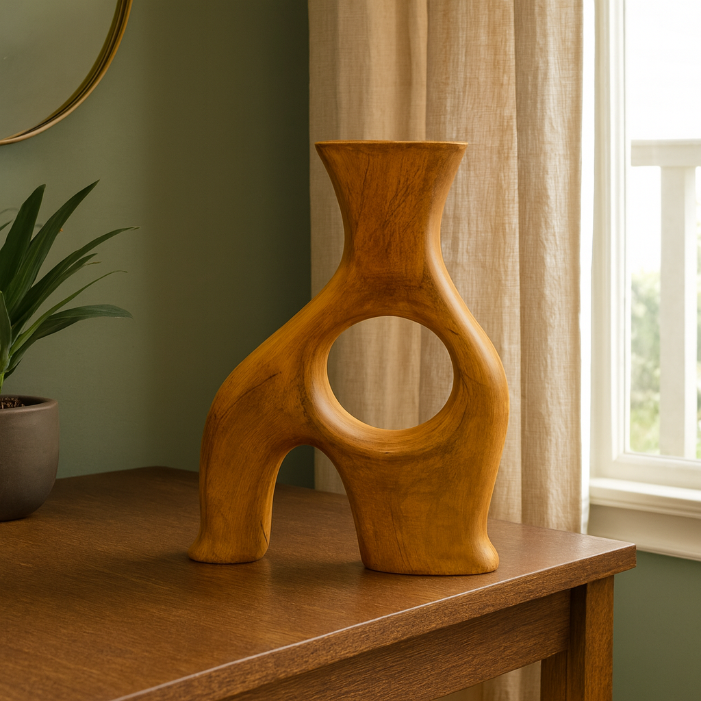 Seramik Falk Dekoratif Vazo Kahverengi - 28,5x20 cm – Modern Ev Dekoru