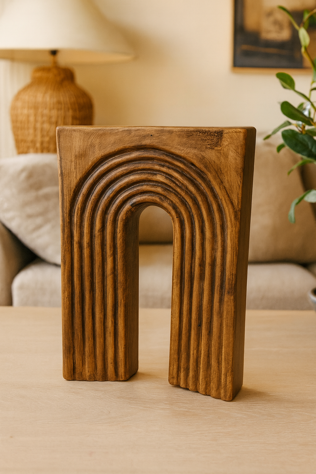 Seramik Kale Biblo Kahverengi 22,5x15 cm Rustik Dekoratif Obje