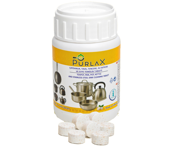 PURLAX Çaydanlık, Tava, Tencere, Su Isıtıcısı ve Evye Temizlik Tableti (100 gr.)