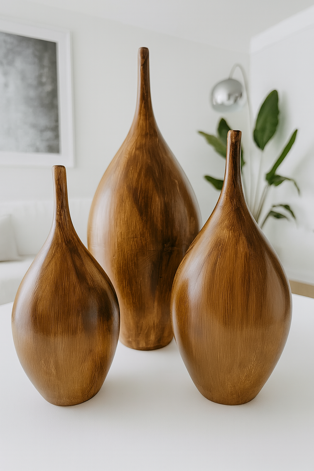 Seramik Üçlü İznik Biblo (Kahverengi) – Küçük / Orta / Büyük (26x12 – 30x14 – 41x20 cm)