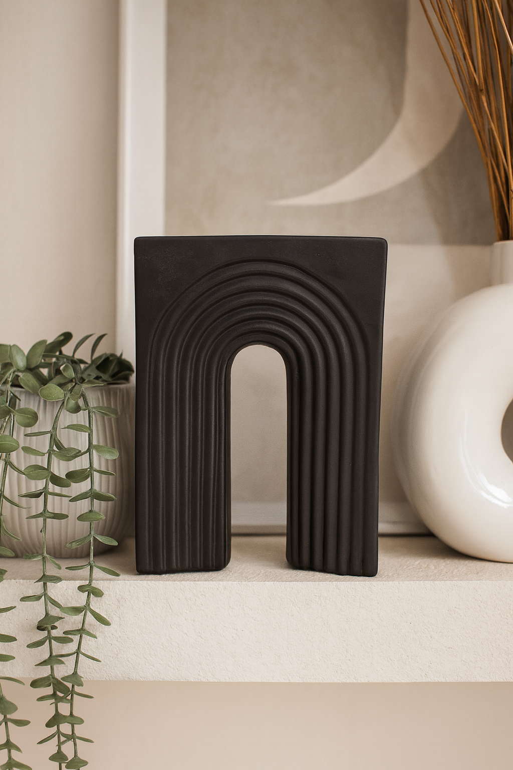 Seramik Kale Biblo Siyah 22,5x15 cm Minimal Modern Dekoratif Obje