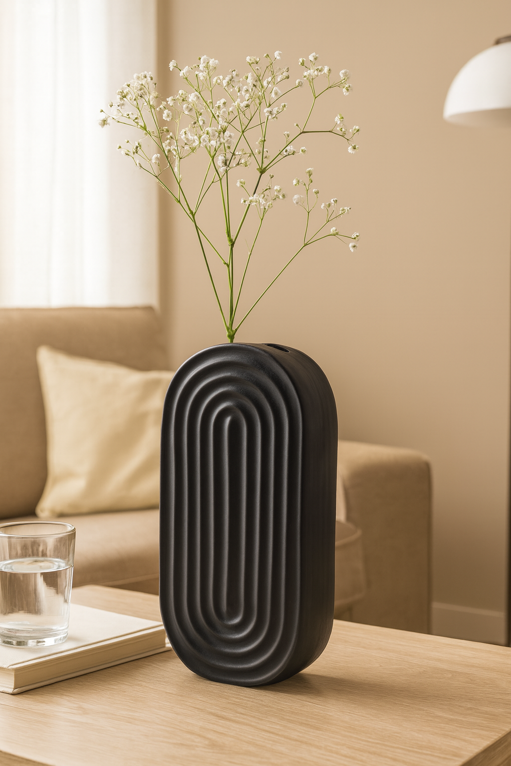 Seramik Gökküşağı Vazo Siyah 29x14,5 cm