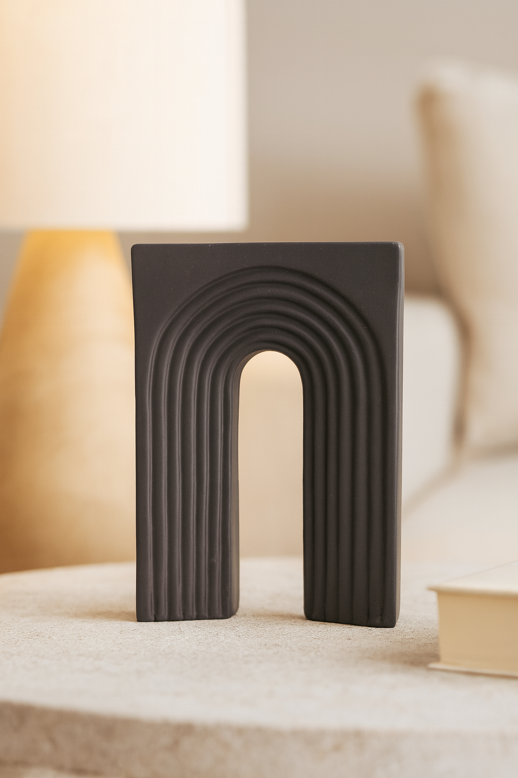 Seramik Kale Biblo Siyah 22,5x15 cm Minimal Modern Dekoratif Obje