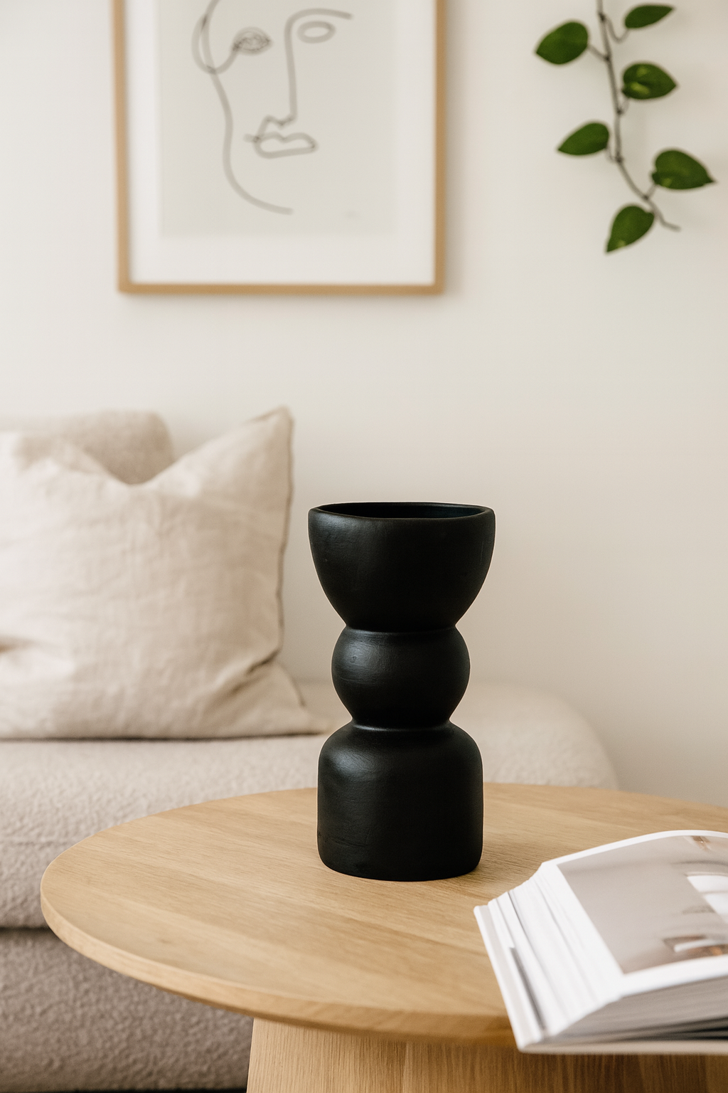 Seramik Triple Vazo 23x10 cm Modern Dekoratif Aksesuar