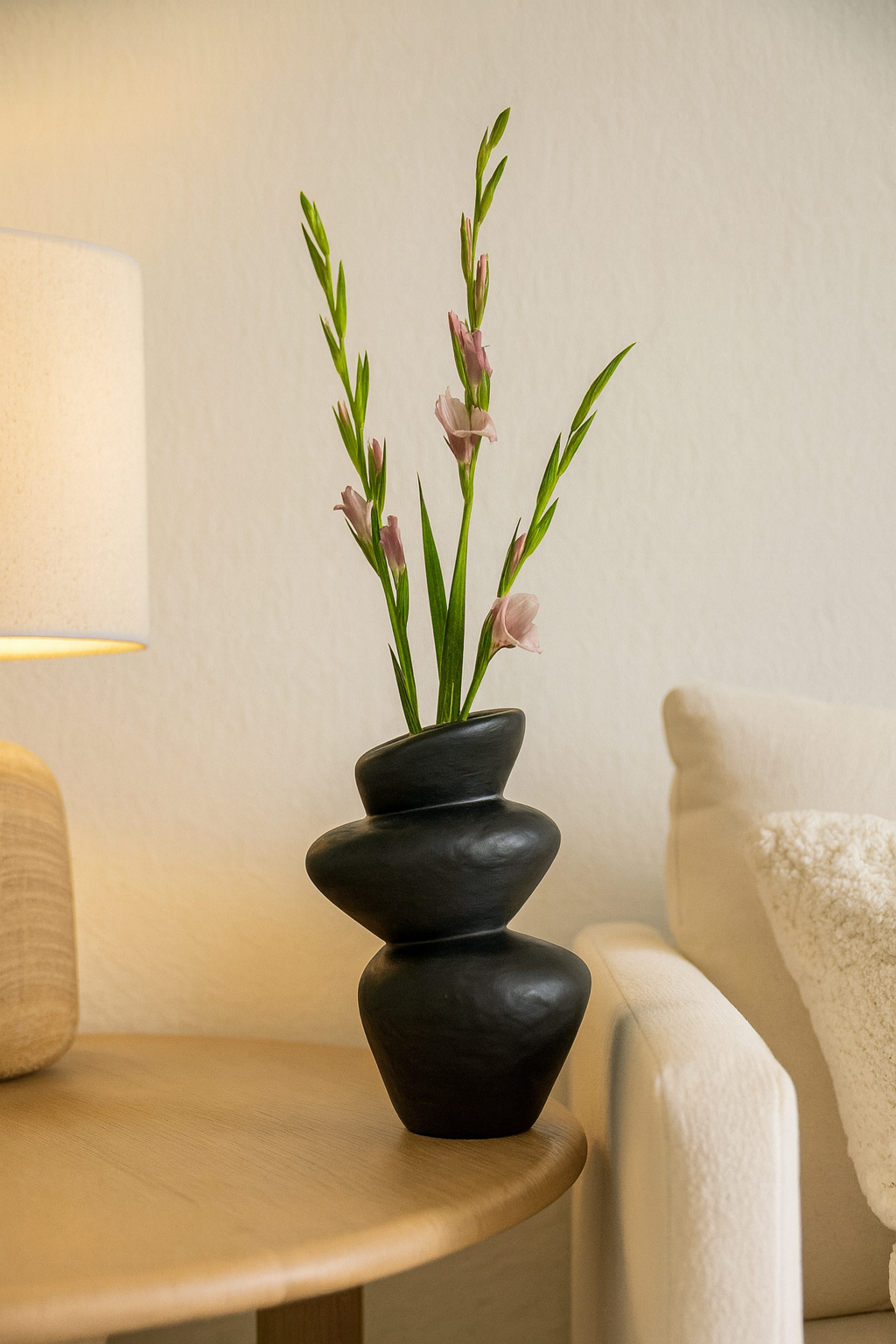 Seramik Üç Kat Vazo Siyah 26,5x19,5 cm Minimal Modern Dekoratif Vazo