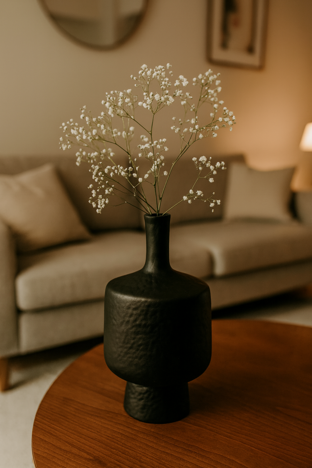 Seramik Case Vida Vazo Siyah 36,5x18 cm Minimal Modern Dekoratif Vazo