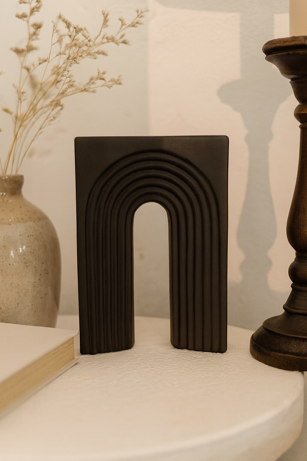 Seramik Kale Biblo Siyah 22,5x15 cm Minimal Modern Dekoratif Obje