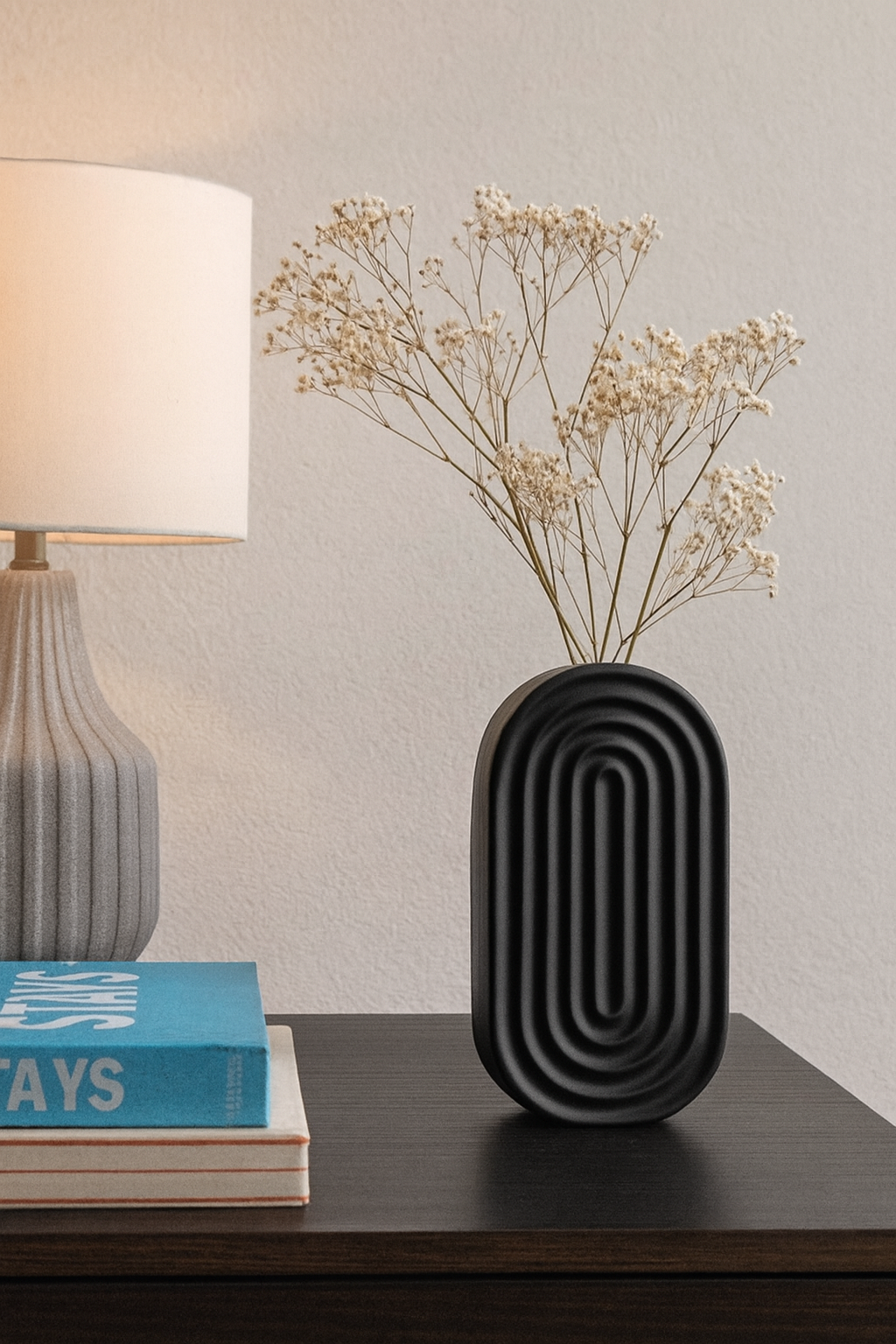 Seramik Gökküşağı Vazo Siyah 29x14,5 cm