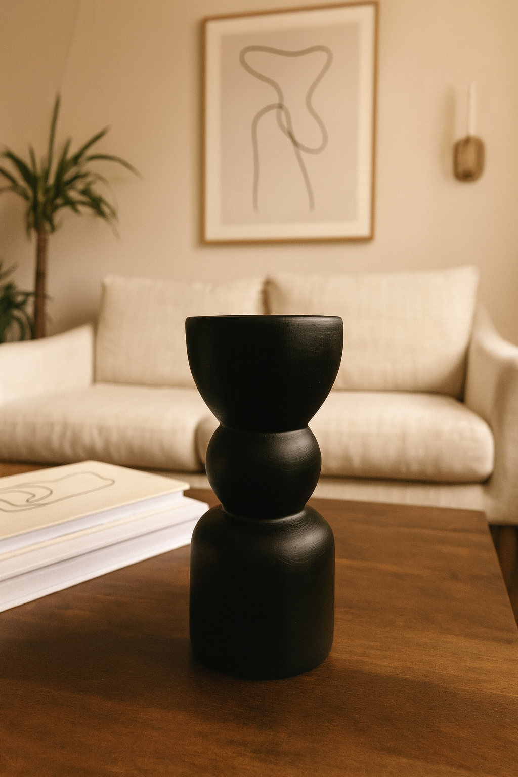 Seramik Triple Vazo 23x10 cm Modern Dekoratif Aksesuar