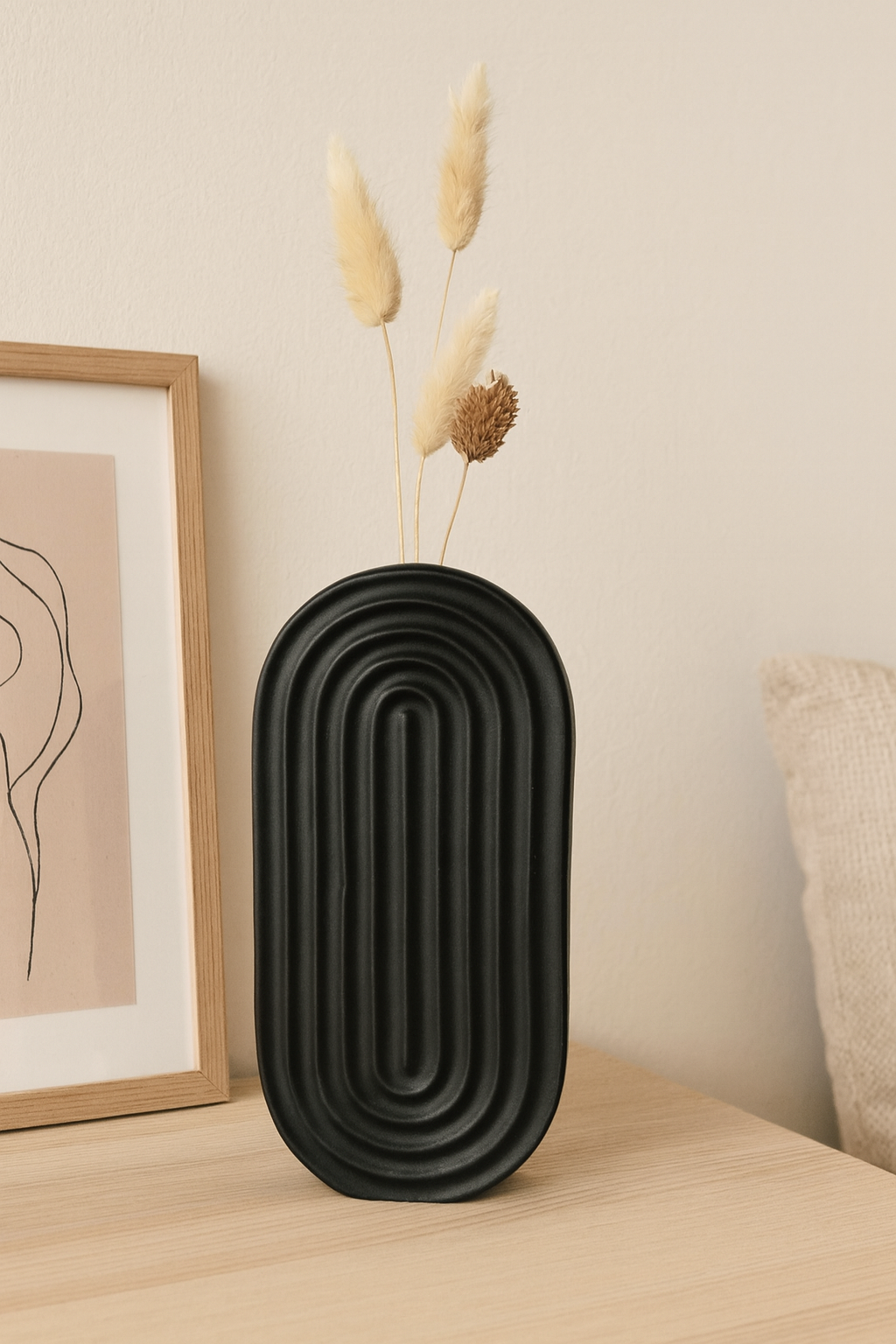 Seramik Gökküşağı Vazo Siyah 29x14,5 cm