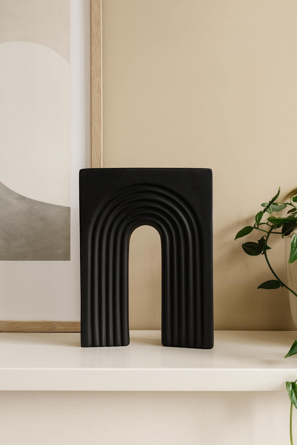 Seramik Kale Biblo Siyah 22,5x15 cm Minimal Modern Dekoratif Obje