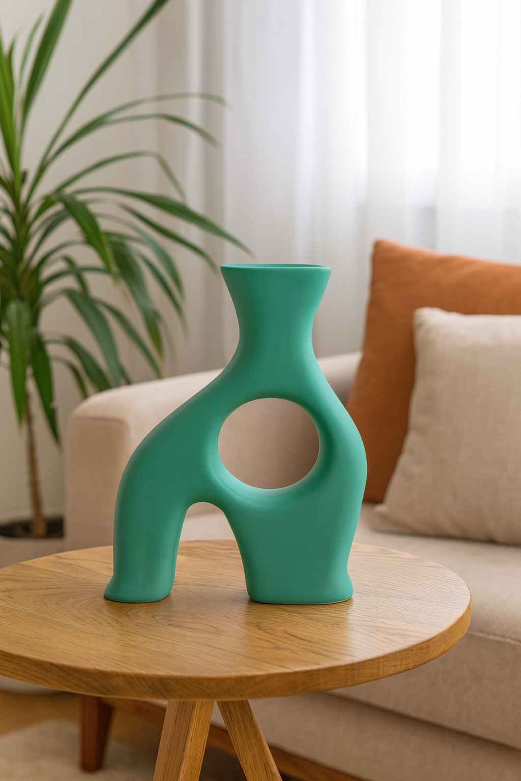 Seramik Falk Dekoratif Vazo Yeşil - 28,5x20 cm – Modern Ev Dekoru