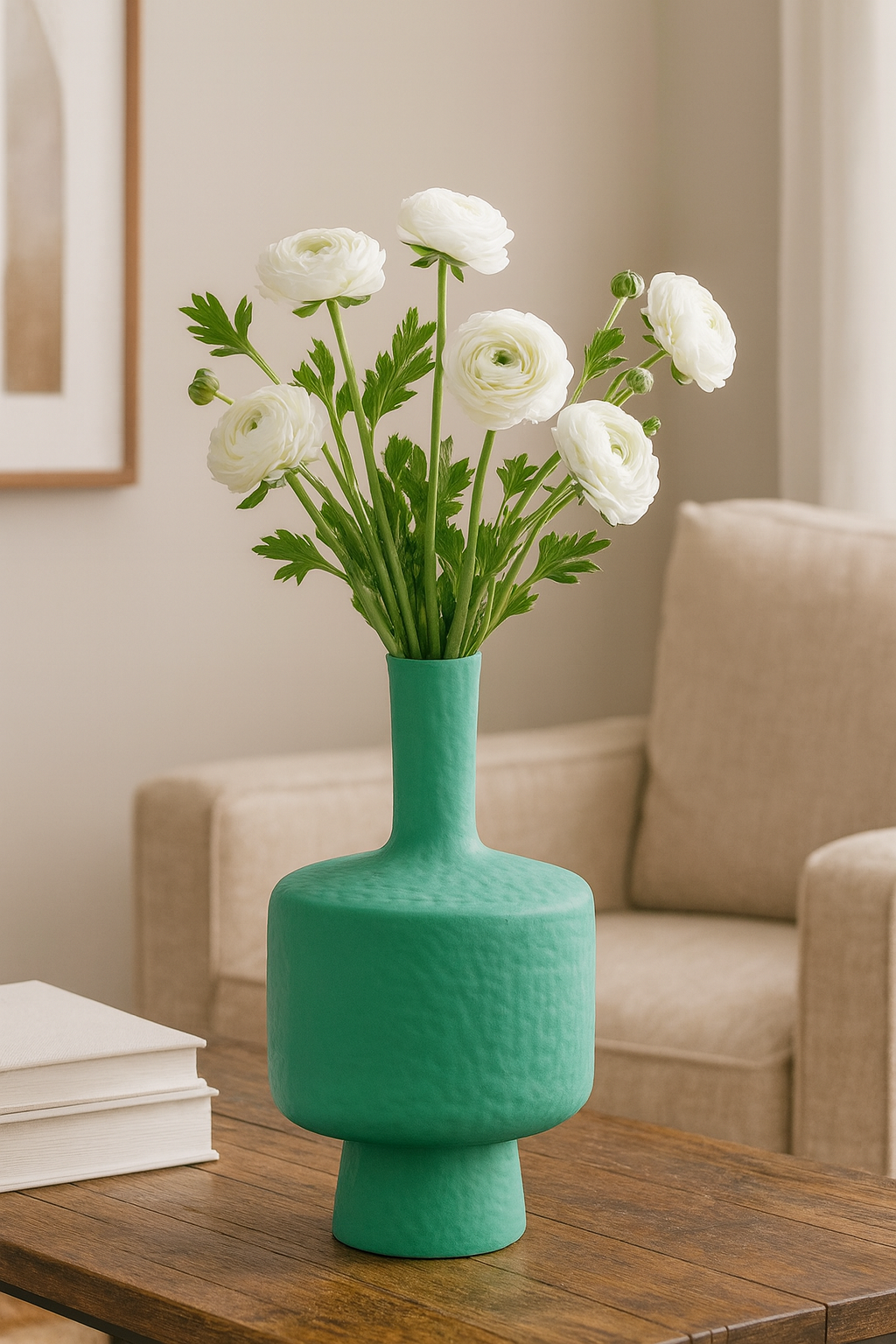 Seramik Case Vida Vazo Yeşil 36,5x18 cm Modern Dekoratif Vazo