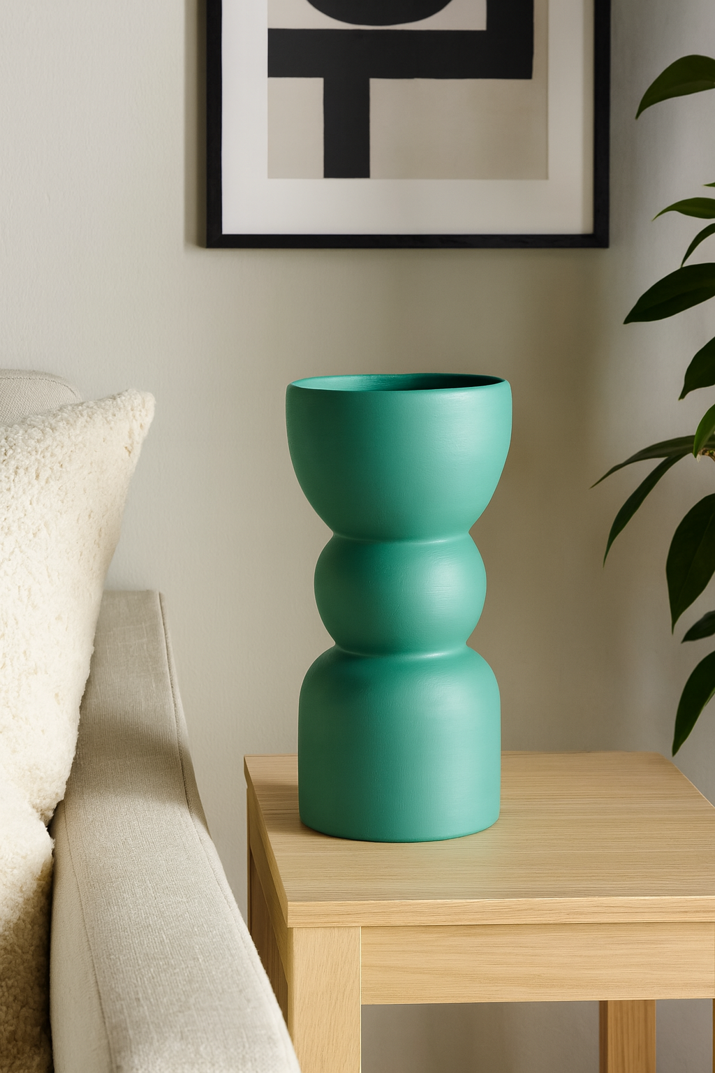 Seramik Triple Vazo 23x10 cm Modern Dekoratif Aksesuar