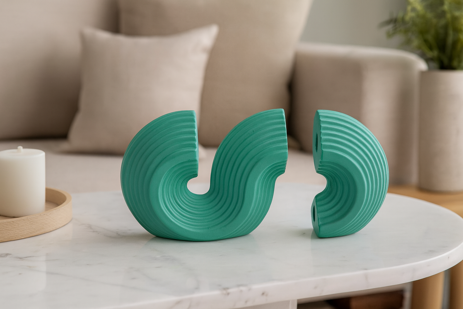 Seramik Kitaplık Biblo Yeşil 26x14 cm Modern Dekoratif Obje